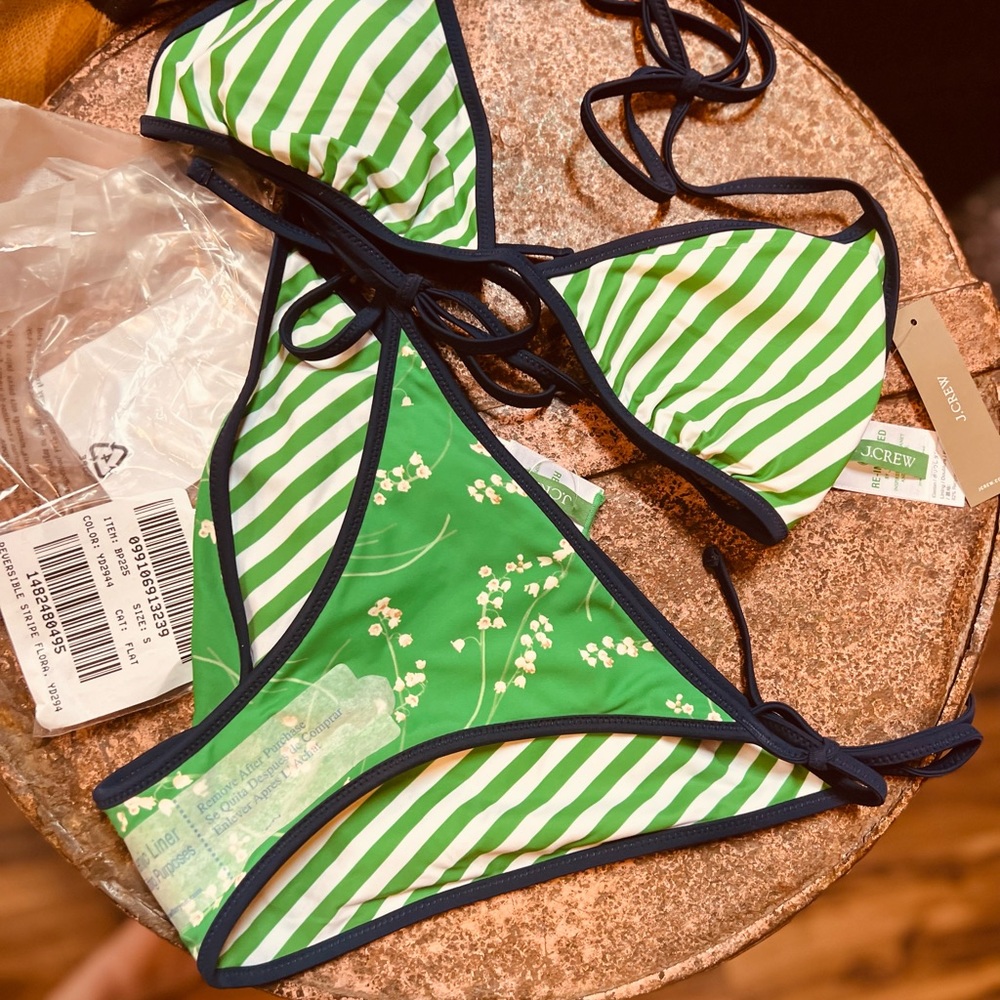 J crew String bikini reversible floral strip